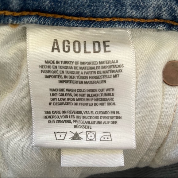 Agolde Riley High-Rise Distressed Straight Crop Jeans Stretch Button Fly NWT - Picture 16 of 16